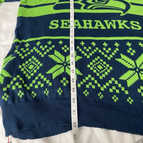 NFL Team Apparel men’s Seattle Seahawks Navy Neon Green‎ Light Up Sweater Sz XL - Picture 9 of 10
